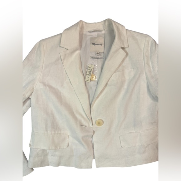 NWT Madewell The Sutter Crop Blazer in White Linen Size Small - Picture 6 of 10